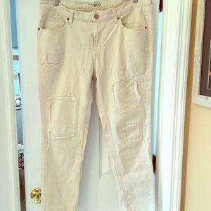 BDG creme color denim jean with patch detail